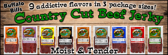 Buffalo Bills Country Cut Beef Jerky - 6 addictive flavors in 3 package sizes