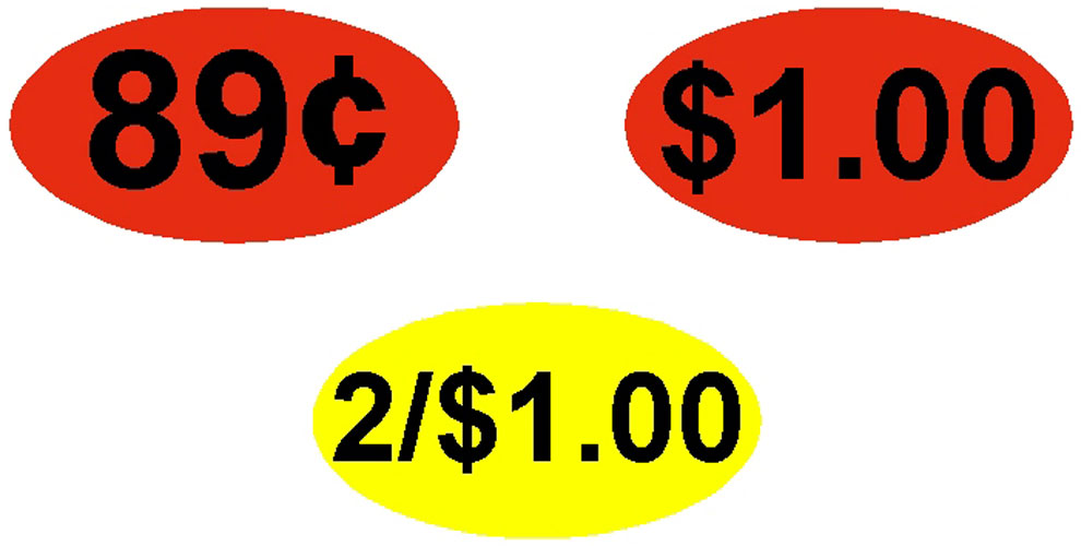 Price Stickers Oval Neon Price Stickers Under 2.00